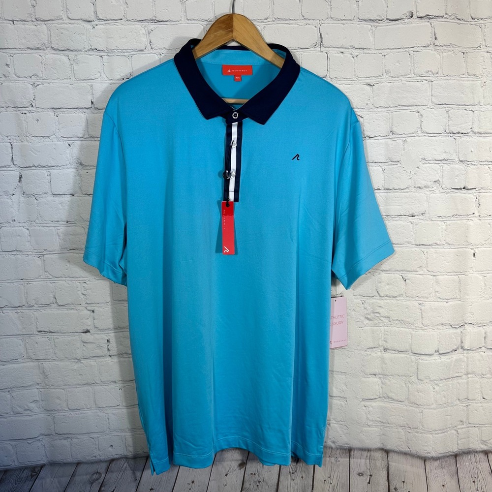 REDVANLY Monroe Polo Mens XXL Curacao Blue Short Sleeve Golf Shirt‎ R2524 NEW